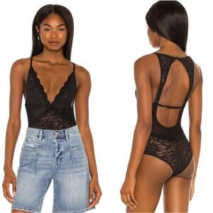 NWT Free People Speed Date black Lace Bodysuit Size S - Black Strappy Lingerie